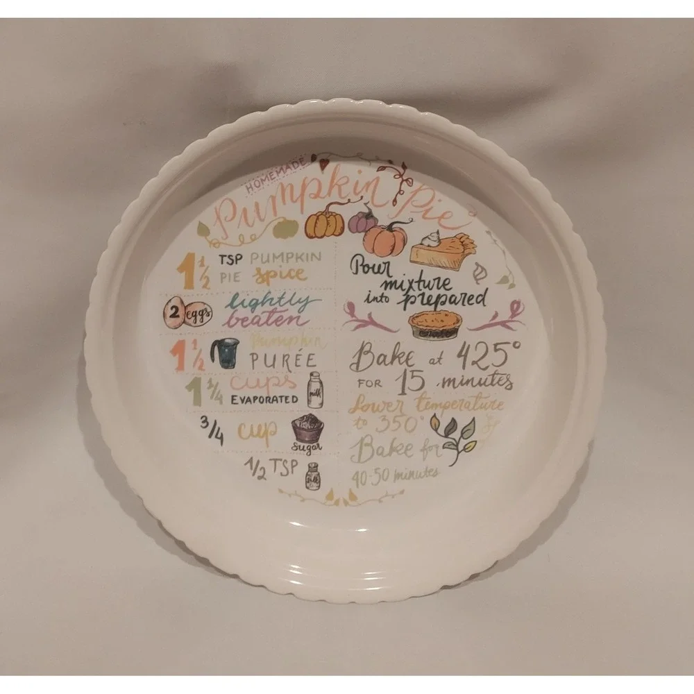Hobby Lobby 2020 Pumpkin Pie Recipe Baking Dish Ceramic Plate 12